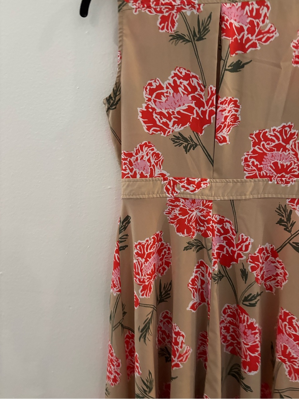 Banana Republic - Multicolor Tan Midi Shirt Dress with Red Floral Print - Picture 8 of 10